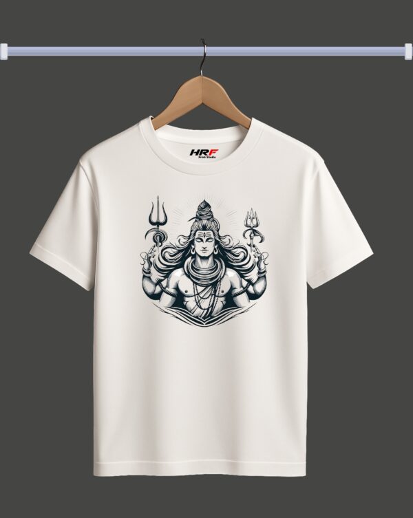 Men’s Premium White Lord Shiva Printed T-shirt | 100% Biowash Cotton | Spiritual & Casual Wear