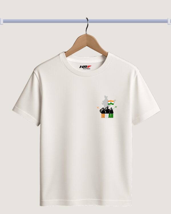 HRF Print Studio White Cotton Patriotic T-Shirt | Indian Army & Tricolor Design | 30 Wash Color Warranty & 100 Wash Print Warranty | Independence Day & Republic Day Special